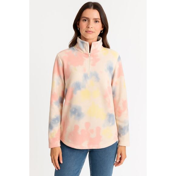 Dudley Stephens Sweaters - Dudley Stephens Greenpoint Fleece Pullover Small - Pastel Tie Dye Turtleneck